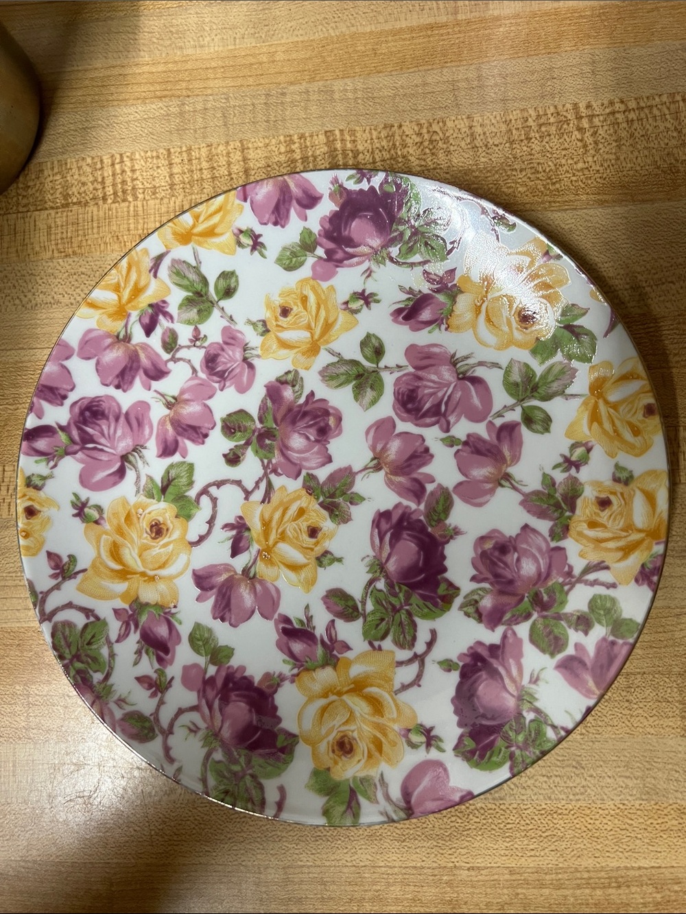 Floral Decorative Dinner Plate in Purple & Yellow
